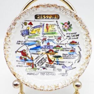 Missouri Mini Plate 4" Vintage Souvenir Home of the Ozarks Showing Famous Areas